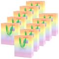 10pcs Gift Bags Gradient Rainbow Color Favor Bags with Tags & Handles