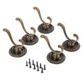 5pcs Antique Door Hanger Zinc Alloy Coat Wall Hooks with Screws 5.4cm