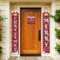 Xmas Banners -farmhouse Decor - Merry Christmas Red Plaid Bells