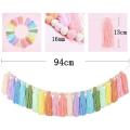 37inch Rainbow Tassel Garland with Wood Bead for Bedroom Party Decor