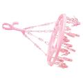 Hanging Dryer 18 Clips Pin Laundry Clothes Hanger Foldable (pink)