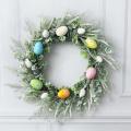 Artificial Wreath Colorful Eggs Flower Diy Easter Home Party Decor