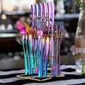 Nordic Cutlery 24pcs Rack Set Stainless Steel Cutlery Set Colorful