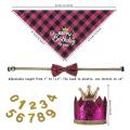 Birthday Party Supplies Bandana Scarf Hat Bow Tie Set for Dogs(pink)