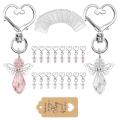 Angel Keychain with Tag, Drawstring Organza Bag for Baby Shower