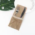 20 Pieces Of Jute Tableware Bag Linen with Lace Tableware Rack