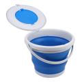 Folding Bucket with Lids Fishing Camping Car Wash Bucket Blue 5l