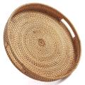Round Rattan Serving Tray Decorative for Coffee Table Natural(large)