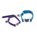 Heart Charm Cat Collar Adjustable Velvet Collar Pet with Bell S Blue