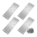 4 Pcs Flat Mending Plate Stainless Steel with Screws for Furniture