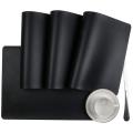 8pcs Heat-resistant Artificial Leather Placemats, Waterproof, (black)