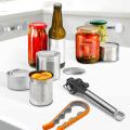 Can Opener Manual Smooth Edge for Safe Cut, Kitchen 4 In 1 Jar Opener