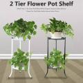 Two-layer Metal Plant Stand Plant Holder for Indoor Outdoor Decor A