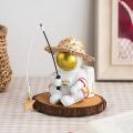 Astronaut Figurines Statue Spaceman with Straw Hat Miniature Home A