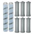 2pcs Roller Brush with 6pcs Hepa Filter for Tineco A10/a11 Hero -gray