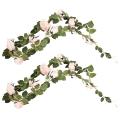 180cm Rose Vine Real Touch Silk Flowers with Green Leavespink