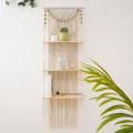 Macrame Wall Hanging 3-tier Floating Wall Shelves Decor for Plant Pot