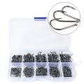 300pcs High-carbon Steel Barbed Fishing Hooks without Holes 3-12