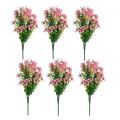 6 Bundles Artificial Flowers Uv Resistant Fake Plants Pink
