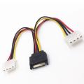 12pcs Sata 15-pin Male to Dual 4-pin Ide Female Power Cable Adapter
