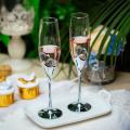Wedding Champagne Glass Set with Rhinestone Rimmed for Wedding A