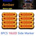 8pcs Amber Markerings Light Side Marker 20led 24v Pickup for Truck