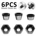 6pcs Router Collet 6/6.35/8mm Chuck Head Adapter for Drill Engraving