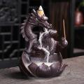 Home Decor Handmade Ceramic Dragon Backflow Incense Burner Holder