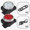 Bicycle Cob 3 Led Usb Night Front Head Lamp & Rear Tail Light