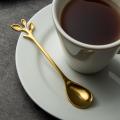 Tableware Gold Leaf Coffee Spoon Fork,(4 Spoons 4 Forks),4.7 In