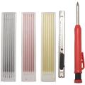 5 Pcs Solid Carpenter Pencil Set with 18 Refills and 1 Utility Knife