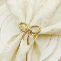 12 Pcs Simple Golden Napkin Ring Butterfly Bow Tie Metal Napkin Ring