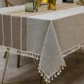 Tablecloth Rectangle Cotton Linen Fabric Table Cover Cloth(grey)