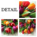 Artificial Tulip Wreath with Green Leaves Spring Wreath for Front