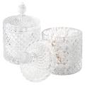 2 Pieces Glass Jar with Lid Dressing Table Storage Jar Cotton Swab