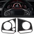 3pcs Car Fiber Steering Wheel Panel Cover for Honda Civic 2016-2019