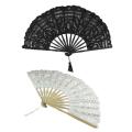 Handmade Cotton Lace Folding Fan(beige)