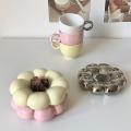 Nordic Flower Ceramic Coffee Cup Saucer Home Breakfast Tea Cup Set C