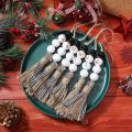6 Pcs Snowman Wood Bead Garland Christmas Tree Ornaments(black)