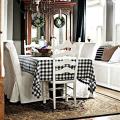 Plaid Tablecloth for Christmas Baby Thanksgiving,black White