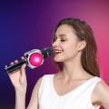 Bluetooth Microphone for Karaoke Smartphone Ios Android Silver Gray