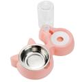 Double Dog Cat Bowls - with Automatic Waterer Bottle Pink