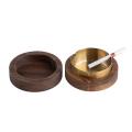 Walnut Ashtray with Lids Windproof Wooden Ashtray(gold)