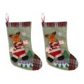 2 Pack Plaid Christmas Stockings for Christmas Party Decoration, C