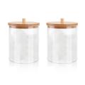 2 Pack Acrylic Holder Dispenser with Bamboo Lids, for Bathroom
