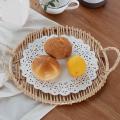 Rattan Round Fruit Tray with Handle Breakfast Table Storage Basket
