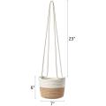 Hanging Plant Basket with Jute and Cotton Cord Indoor Up Flower Pot