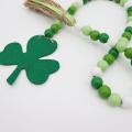 St. Patrick's Day Wood Beads Garland with Tassels Green Irish , B