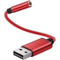 Usb to 3.5mm Jack Audio Adapter,for Pc, Ps4,mac Etc (0.6 Feet,red)