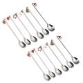 12x Stainless Steel Christmas Spoon Christmas Party Decoration Silver